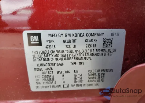 2022 Buick Encore Gx Select from USA, damaged, VIN KL4MMDSL2NB107626